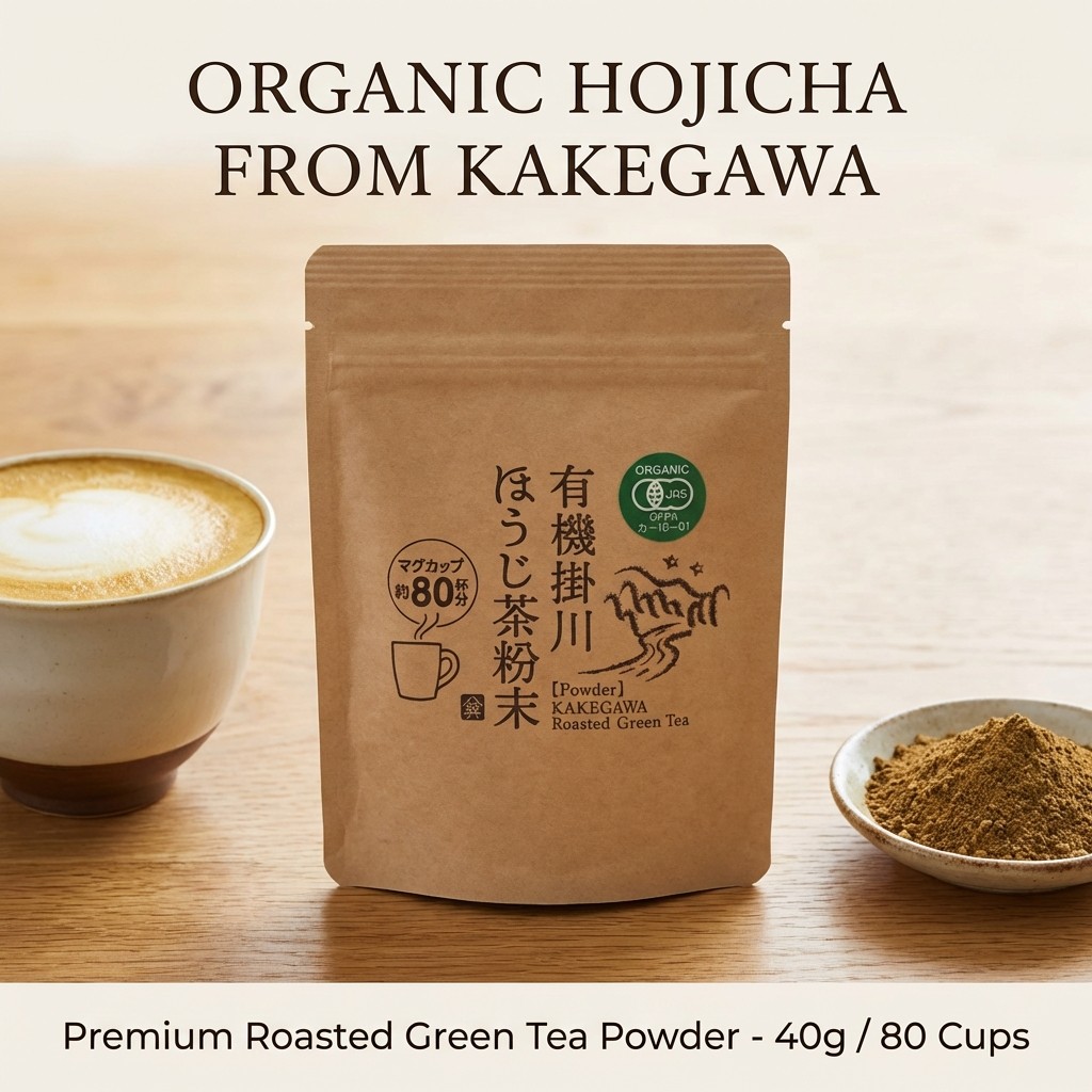 Organic Hojicha Powder 40g from Kakegawa, Shizuoka - Organic with Resealable Package, for Lattes and