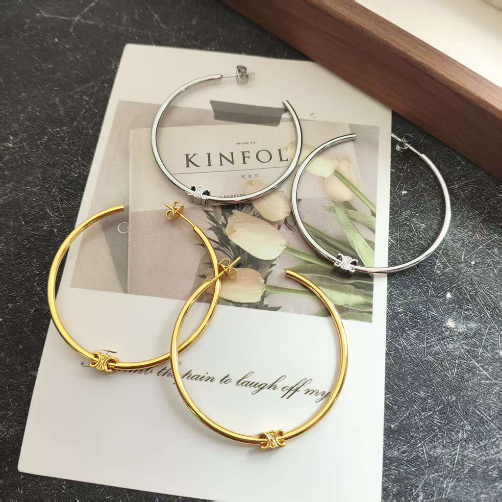 Atmospheric C Statement Hoop Earrings Exaggerated Fashionable Style Personality Street Style Versati