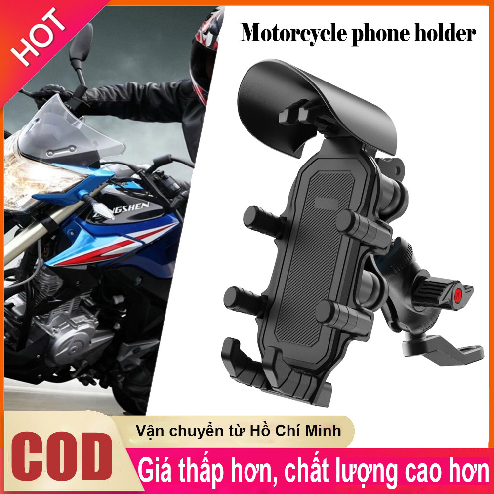 Giá Đỡ Điện Thoại Chống Rung KT315 - Có Mái Che Chống Nước, Chân Gắn Kim Loại Chống Trộm, Phù Hợp Xe