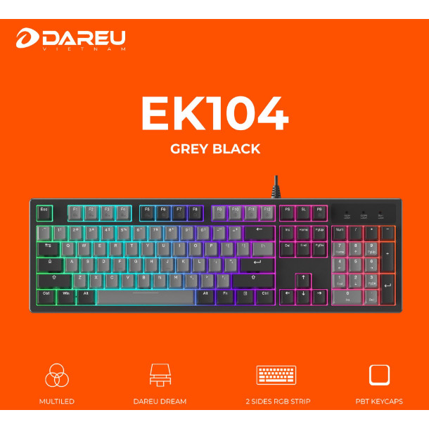 Keyboard Dareu EK104 Grey -Black (Multi Led) (Dream switch) phím cơ