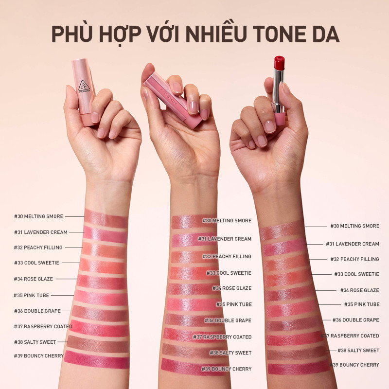 Son Bóng 3CE Glazy Lip Glow Dưỡng Môi Căng Mọng, Mềm Mịn, Lên Màu Chuẩn Sắc, Không Bết Dính, Tự Nhiên | BigBuy360 - bigbuy360.vn