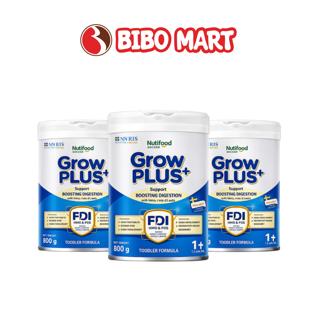 Sữa GrowPLUS+ xanh hỗ trợ tiêu hóa tăng sức đề kháng phát triển trí tuệ lon 800g 1+- Bibomart