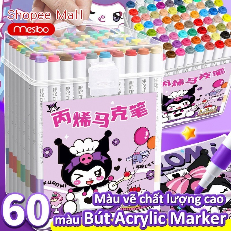 Bút Sơn Màu Acrylic Marker Chính Hãng Mesibo MỰC 12/24/36/48 Màu Tô Trên Mọi Chất Liệu