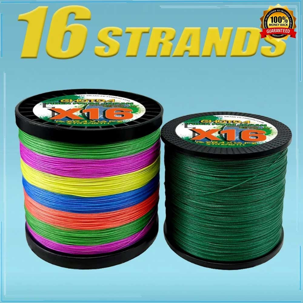 Dây câu bện siêu mạnh 16 sợi PE, lực kéo 200LB, chất lượng Nhật Bản