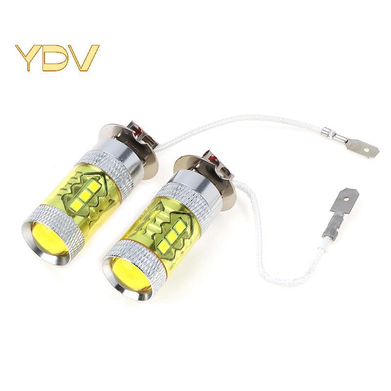 [YDV] 2 Đèn LED Sương Mù 12-24V H3 80W 16 Đèn LED Ô Tô SMD Màu Vàng Công Suất Cao [Mới]