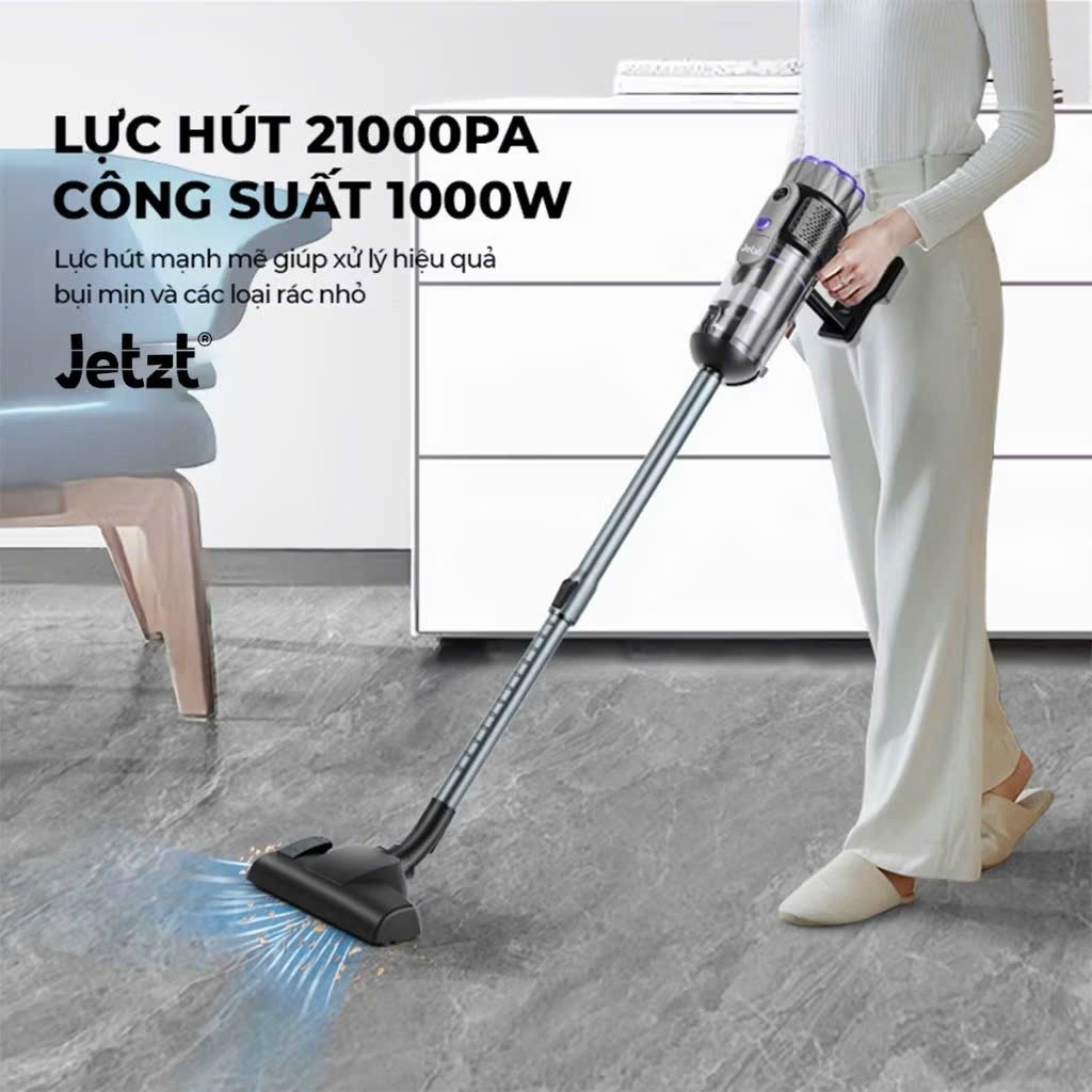 HD shop  Máy hút bụi cầm tay Jetzt X12, Thiết bị làm sạch sàn nhà với lực hút mạnh mẽ xử lý được cả 