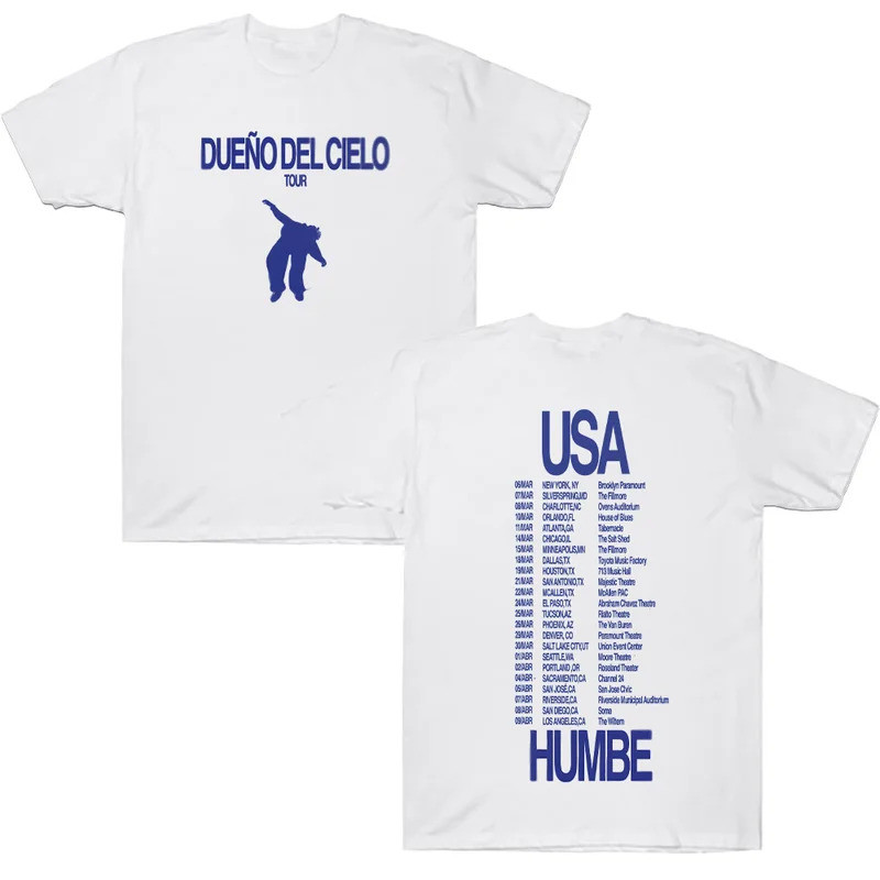 Humbe DUENO DEL CIELO Tour 2026 Cotton Áo Thun Thường Ngày Cho Ca Sĩ Tay Ngắn Dạo Phố Quần Áo Thoáng