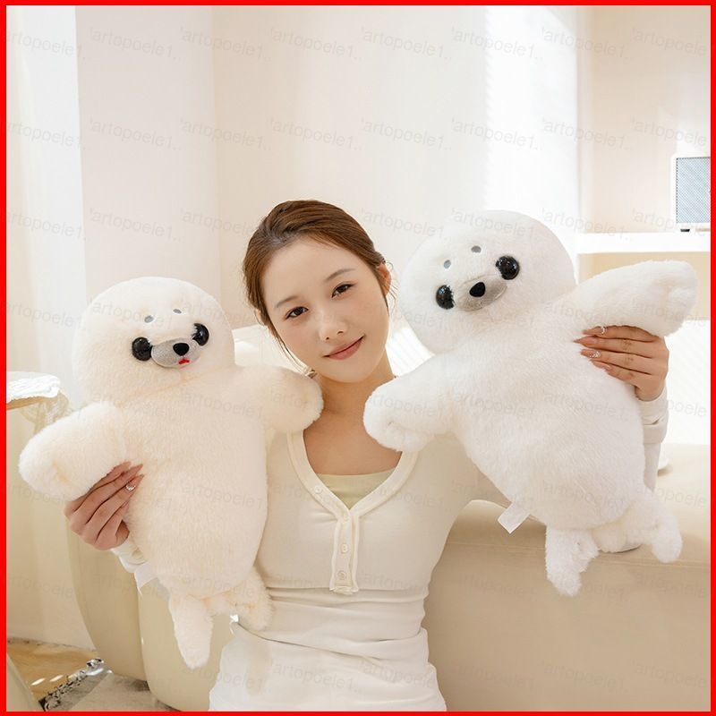 ST1 Nằm Flat Seal Sang Trọng Búp Bê Trắng Seal Gối Mềm Động Vật Biển Plushie Đồ Chơi Nhồi Bông TS1