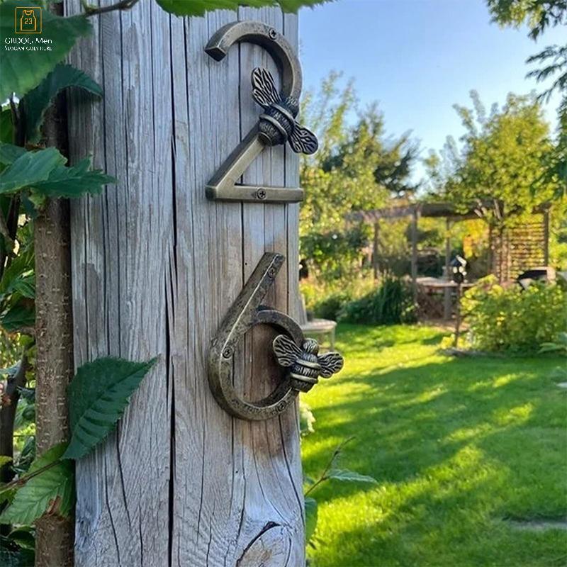 GRDOG Bee House Số Ký Đồng Bee House Số Kim Loại Hàng Thủ Công Cửa Hiện Đại Ký Số Biển Hiệu Mảng Bám