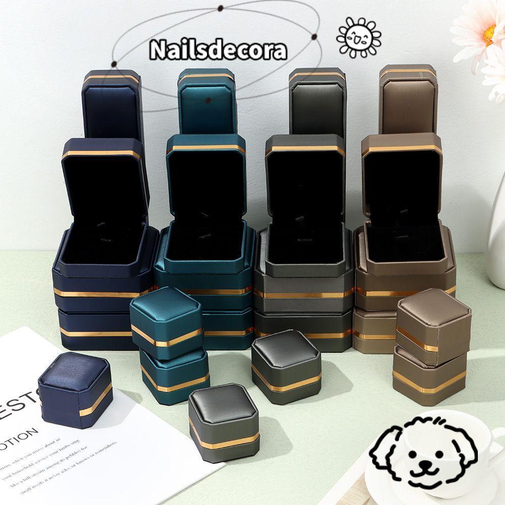 NAILS Nhẫn Hộp Đồng Hồ Nhung Nhựa Hiển Thị Hộp Trang Sức Bao Bì Đôi Mở Bông Tai Trình Bày Trang Sức 