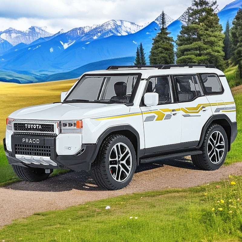 [Mẫu xe] Jinlifang 1 / 24 Toyota Prado LC250 Xe Đường Phố Hợp Kim Mô Hình Xe Kéo Lại Âm Thanh Ánh Sá