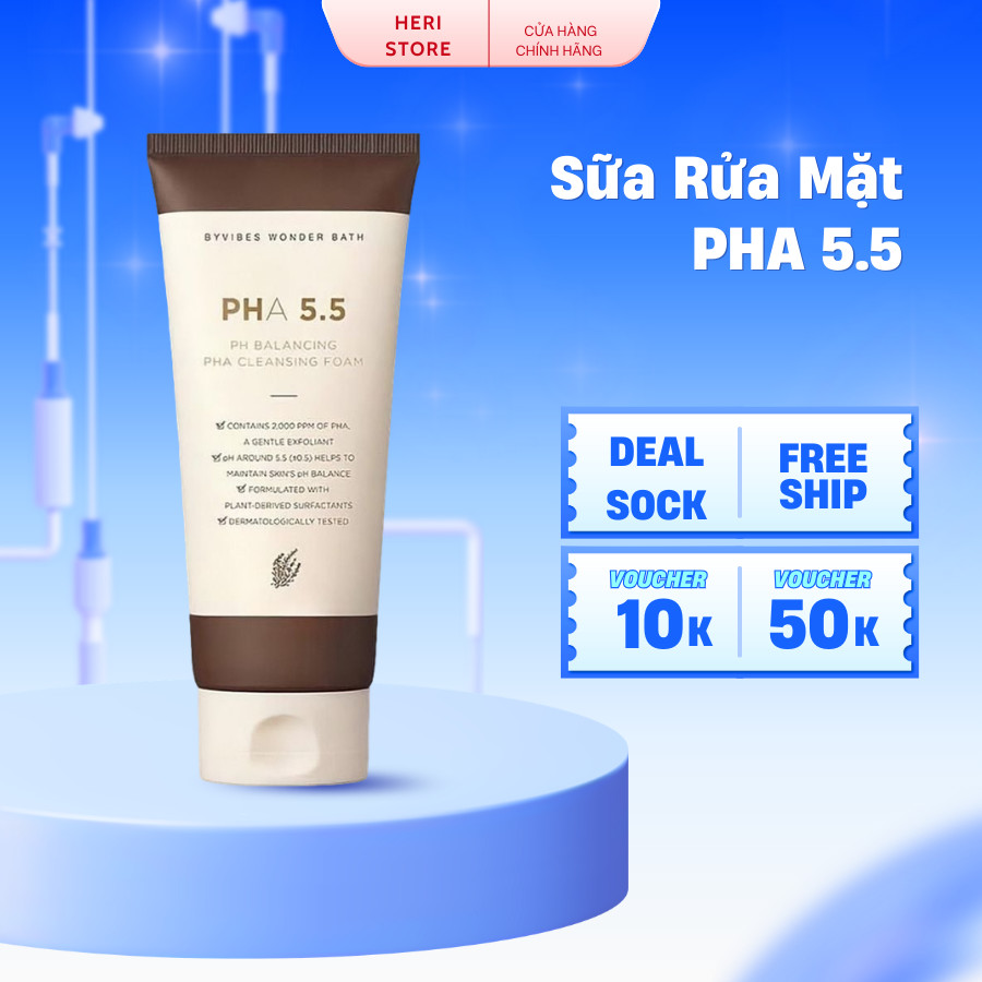 [Chính hãng] Sữa Rửa Mặt Wonder Bath 5.5 PH Balancing PHA Cleansing Foam 130ml Heri Skin