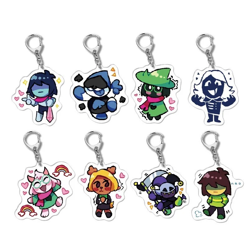 Móc khóa Deltarune Game mô hình Acrylic Kris Ralsei Susie Noelle Lancer Jevil Rouxls trang trí balo 