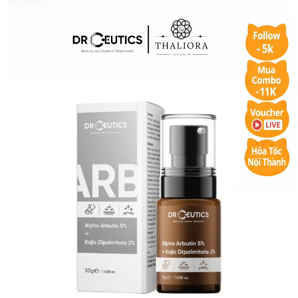 Serum Drceutics Alpha arbutin 5% + Kojic dipalmitate 2% tinh chất giảm thâm, nám, tàn nhang 30ml