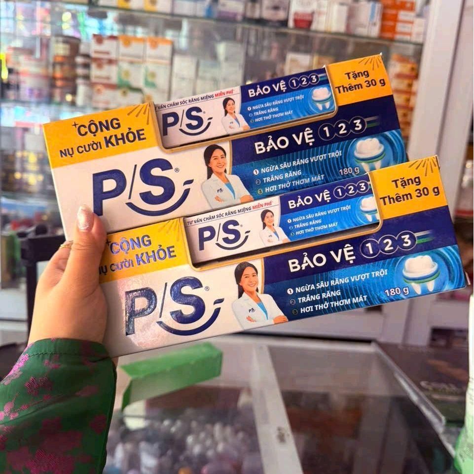 PS Combo 2 tuýp Kem đánh răng Ps bảo vệ 123 180g tặng kèm tuýp nhỏ - Làm Đẹp & Bảo vệ răng miệng