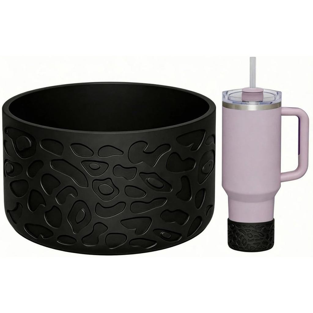 Ống bọc đáy bình giữ nhiệt silicon khắc Leropard cho Stanley 40oz/30oz/20oz & Hydro Flask 12-24oz, v