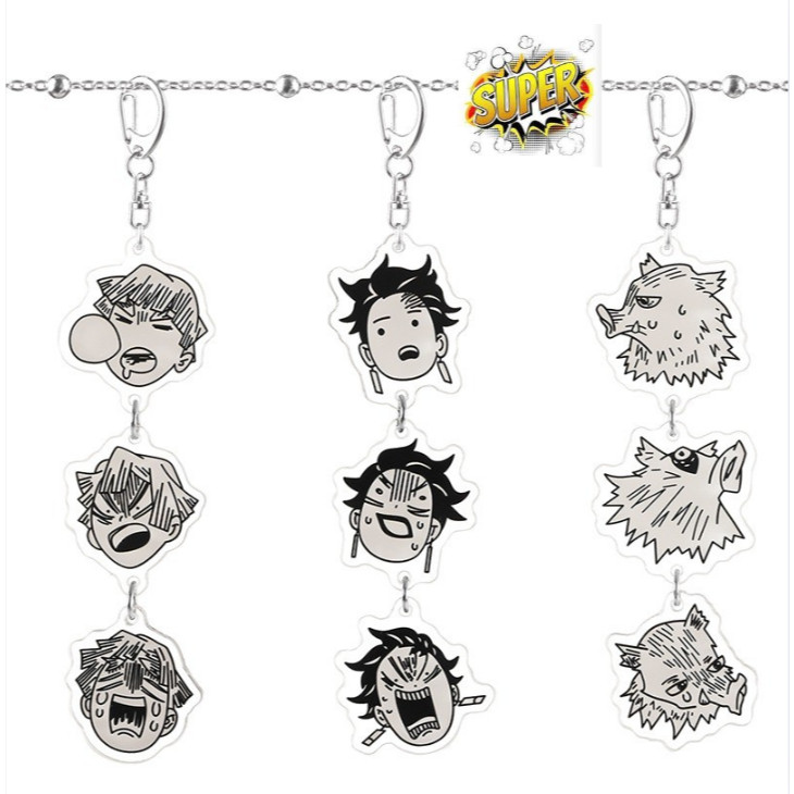 Demon Slayer Cartoon Keychain Anime Action Figures Kamado Tanjirou Nezuko Inosuke Hashibira Cartoon 