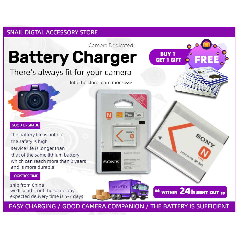 Bộ sạc pin máy ảnh Sony NP-BN1 NPBN1 NPBN1 CHO Sony DSC-W830 QX10 W690 tx30 TX66 KW1 dsc-tx5 DSC-T11