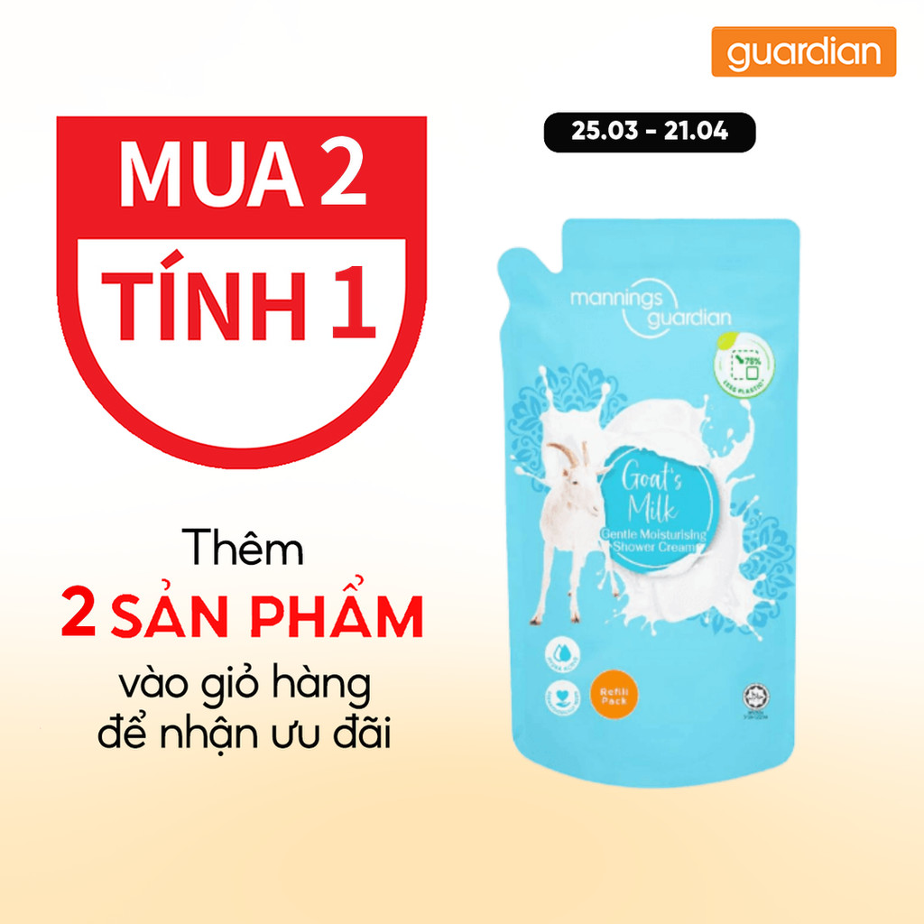 Túi Sữa Tắm Dạng Kem Dưỡng Ẩm Mannings Guardian Gentle Moisturising Shower Cream 600ml | Guardian Vi
