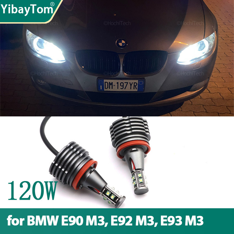 120W 6000K Trắng H8 LED Mắt Thiên Thần Đèn Vòng Đèn Pha Canbus Cho Xe BMW 3 Series E90 M3, E92 M3, E