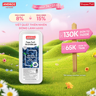 Việt Quất Thiên Nhiên Đông Lạnh - Không chất bảo quản - Trái cây đông lạnh ANDROS IQF - 650g - [Chỉ giao HCM]