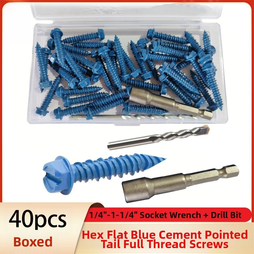[NISO]Concrete Screw Compatible With Power Drill Full Thread Included Drill Bit