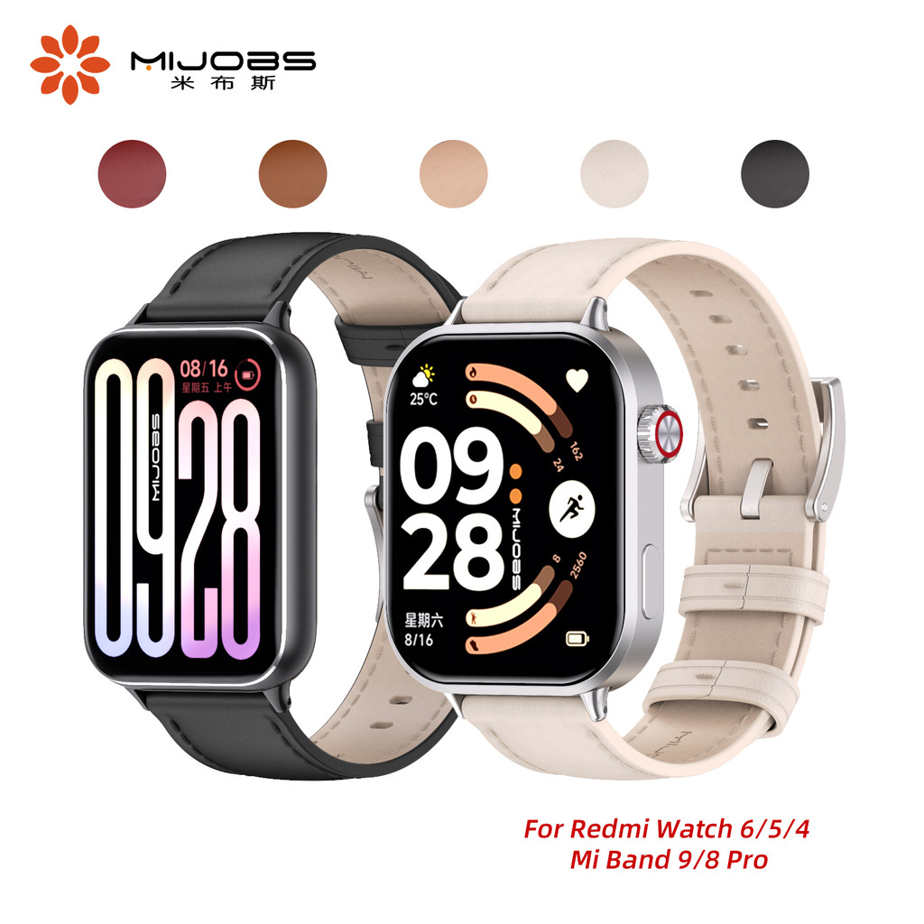 MIJOBS Dây Da Chính Hãng Cho Redmi Watch 6 5 4 / Mi Band 9 Pro Phát Hành Nhanh Kim Loại Kết Nối Dây 