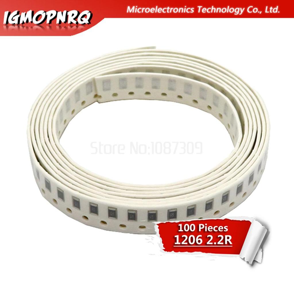 100 Chiếc 1206 Điện Trở SMD 5% 2.2 ohm chip Điện Trở 0,25W 1 / 4W 2.2R 2R2