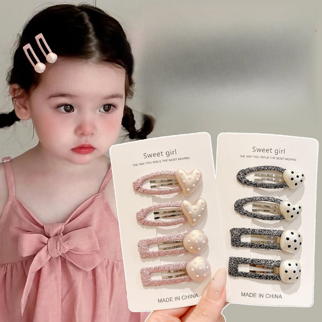 Kẹp tóc hình trái tim & chấm bi dễ thương dành cho trẻ em, Kẹp tóc không có rốn nhẹ nhàng cho bé gái