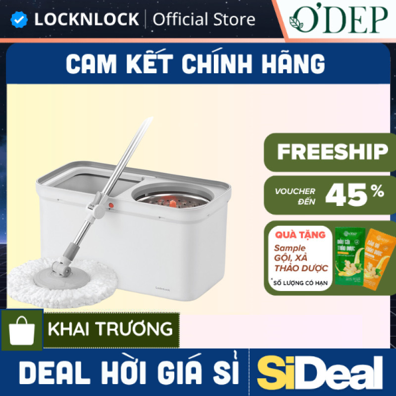 Bộ cây lau nhà LocknLock Chính hãng, xoay 360 màu xám ETM440GRY - SIDEAL SIO