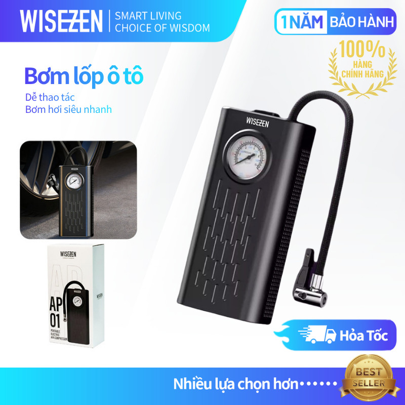 Bơm Lốp ô Tô Wisezen điện Xe Máy đạp Bóng Không Dây Cầm Tay Theo Dõi áp Suất Lốp Bảo Hành 24 Tháng | BigBuy360 - bigbuy360.vn