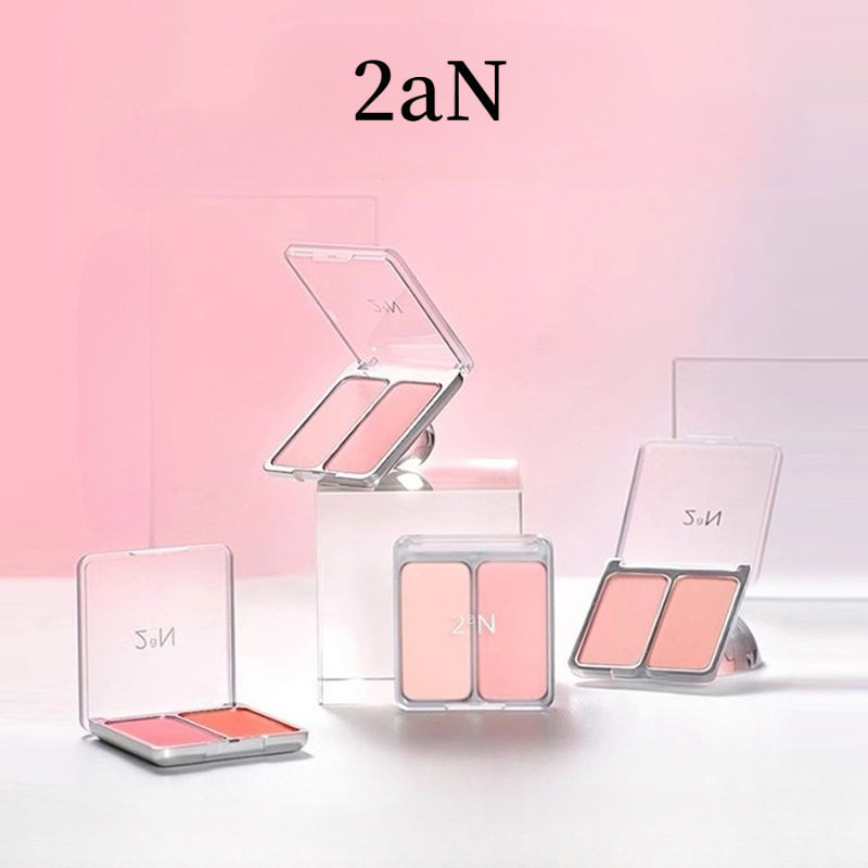 2aN Đôi Màu Phấn Má Hồng Puff Blush Tím Ánh Sáng Trang Điểm Mờ Cao Bóng Sữa Hồng Đa Năng Blusher Bản