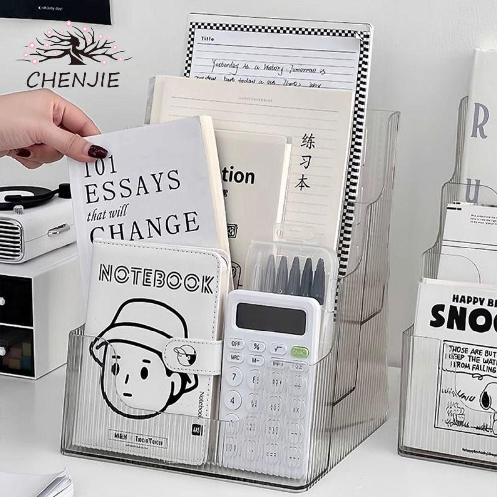 CHENJIE Pamphlet Flyer Organizer, Giá đỡ trưng bày tài liệu 3 tầng bằng nhựa, Giá đựng tạp chí Tiết 