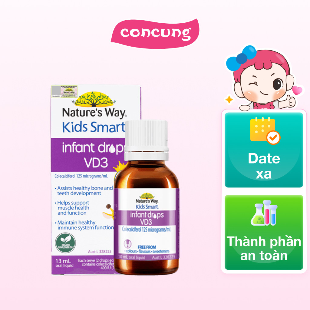 Combo 2 Thực phẩm bảo vệ sức khỏe Nature's Way Kids Smart Infant Drops VD3