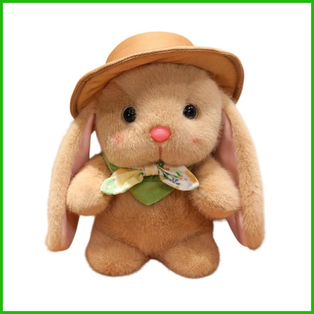 Búp bê nhồi bông thỏ sang trọng có mũ và nơ Thỏ động vật nhồi bông có mũ và nơ cho giỏ lễ Phục sinh 