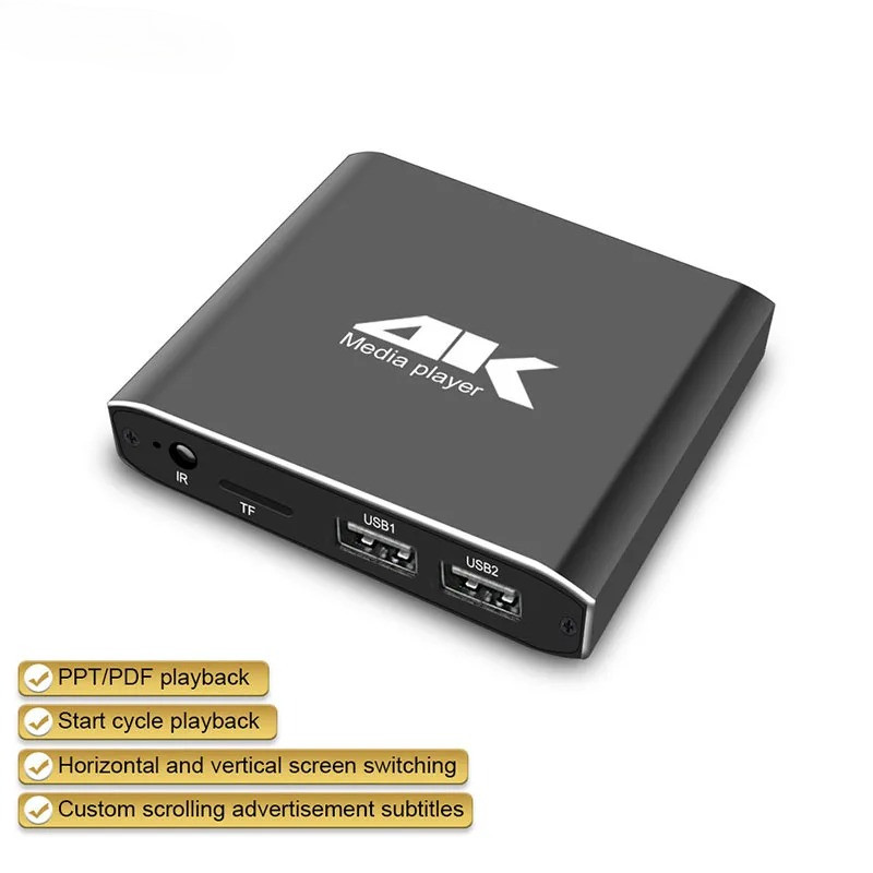 4K H.265 Quảng Cáo HD Media Player Mini 1080P Full HD MP4 Video MultiMedia HDD Player Cho Thẻ Micro 