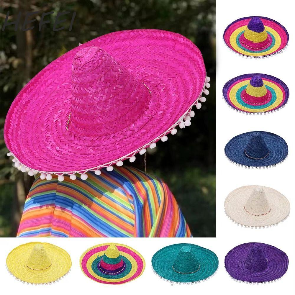 Mũ Rơm Vành Rộng Phong Cách Mexico, Natural Summer Hat Cho Tiệc Tụng