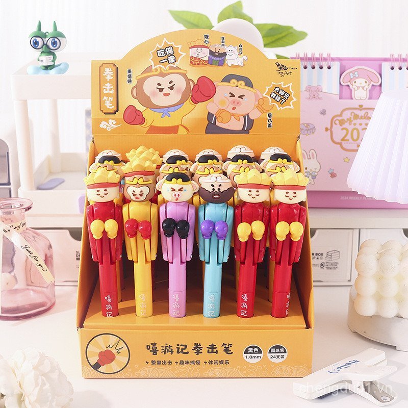 Hee Du Lịch Ghi Chú Hoạt Hình Monkey King Tang Monk Boxing Pen Creative 1.0 Đen Bi Bút Trung Bình Bú