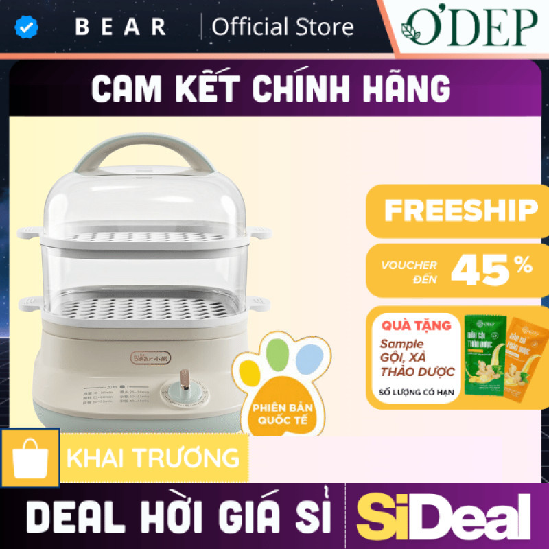 Nồi hấp thức ăn Bear 6L, khay hấp hai tầng riêng biệt DZG-C60Q8 - SIDEAL SIA