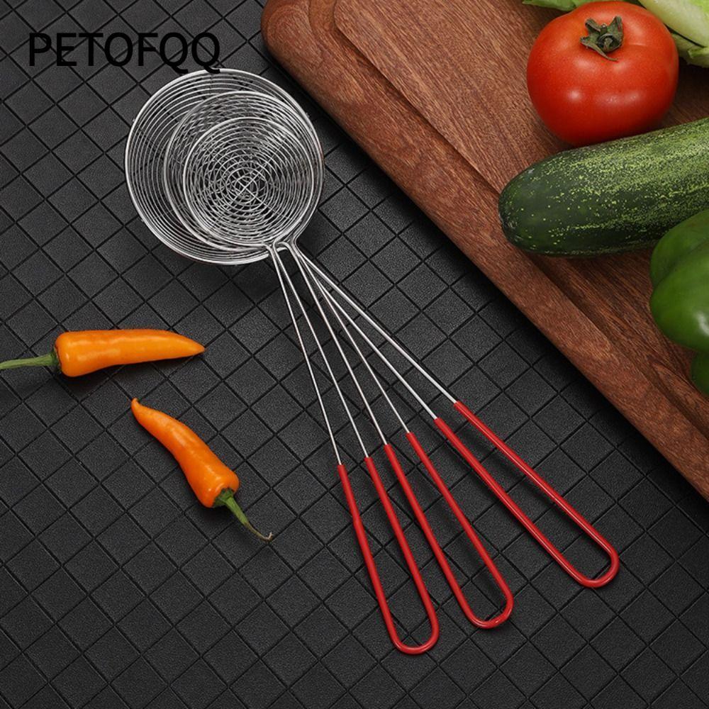 Muỗng Trà Sữa PETOFQQ, Cửa Hàng Trà Sữa Essential Boba Lọc Rây Lọc, Rây Rây Đỏ Tay Cầm Thìa Inox Lọc