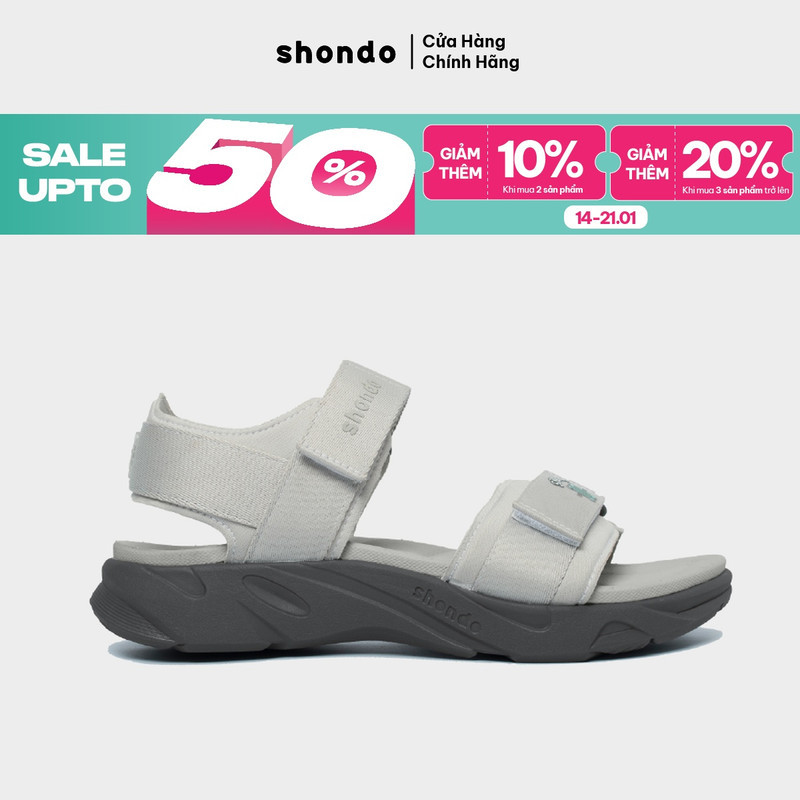 Giày Sandal Nam Nữ Shondo Êm Chân, Bền F8 Màu Xám F8M2220