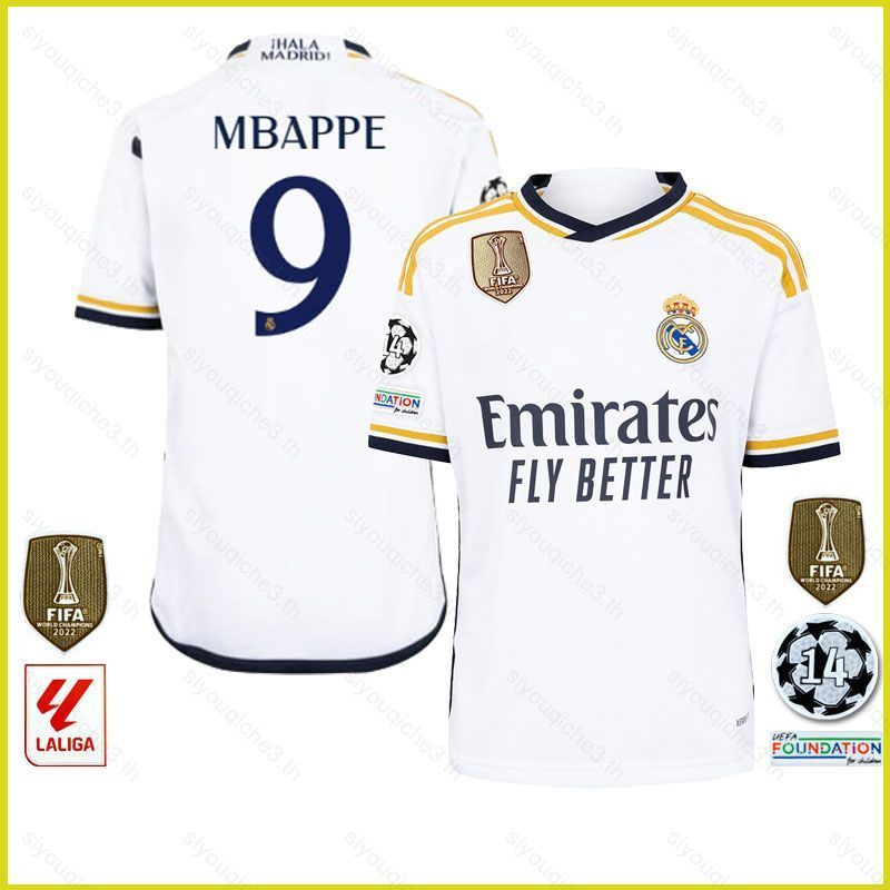 Áo Thun Bóng Đá Real Madrid Màu Nhà Đội Hình Số 9 Của Mbappe - Phù Hợp Nhiều Kích Cỡ