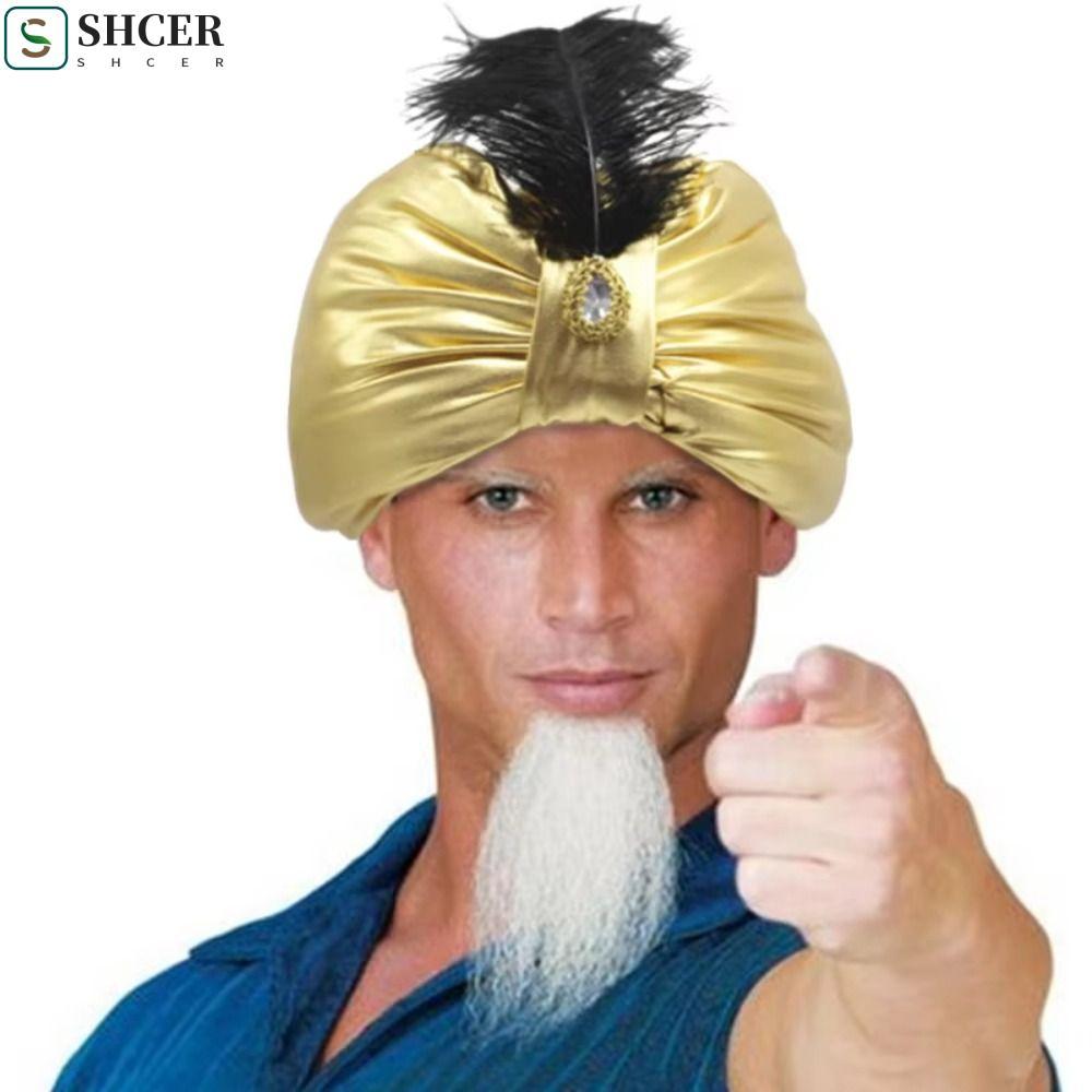 SHCER Xếp Ly Turban, Trang Điểm Mũ Ả Rập Ấn Độ Xếp Ly Mũ, Dân Tộc Mới Lạ Cosplay Vàng Sultan Trang P