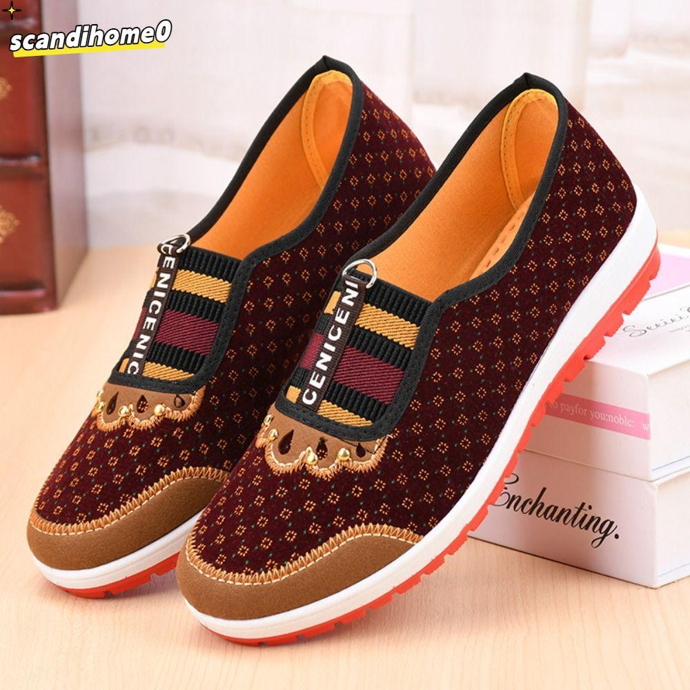 Giày Vải SCANDIHOME0, Giày Vải Bắc Kinh Cũ Miệng Tròn, Giày Vải Miệng Tròn Thoáng Khí Bắc Kinh Mùa Xuân Thu Đông