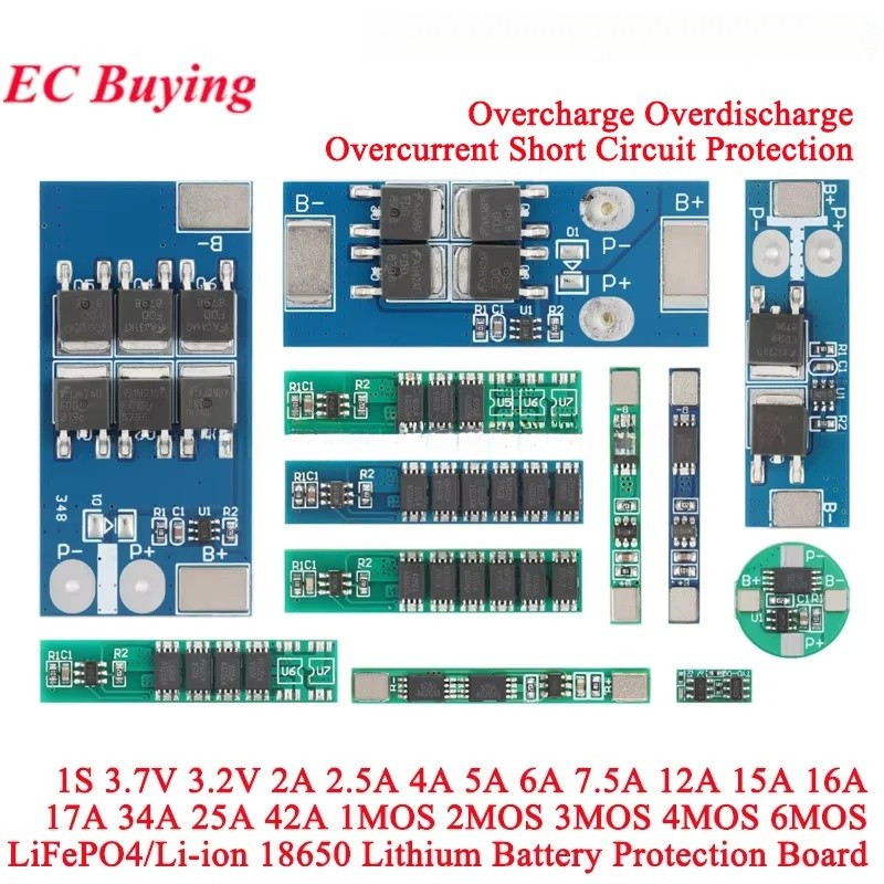 EC buying 1S 3.7V 3A 4A 7.5A 10A 12A 16A 24A 3.2V 1MOS 2MOS 3MOS 4MOS 6MOS LiFePO4 / Li-ion BMS PCM 