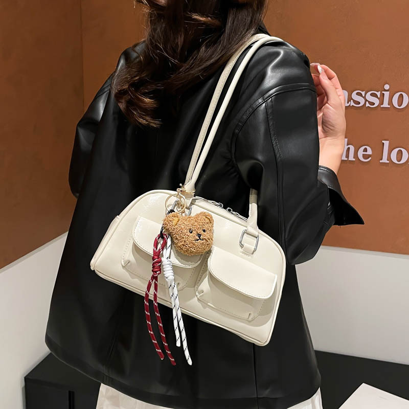 Sáp Nách Bowling Túi Xách Đơn Cho Phép Bowling Phong Cách Một Vai Smudge Túi Túi Da Thật Túi Nhiều C