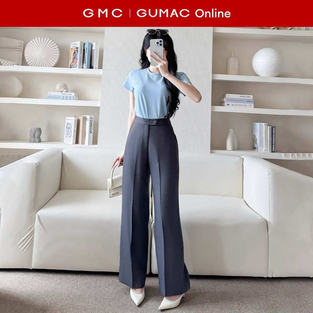 [MUA 2 GIẢM 25K] Quần tây nữ ống suông bản lưng rời có túi xéo viền lé miệng túi thời trang GUMAC QF