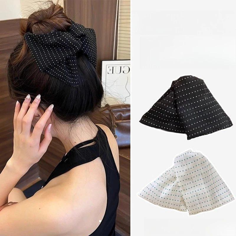 Kẹp nơ chấm bi sang trọng phong cách Hàn Quốc AB3 scrunchies