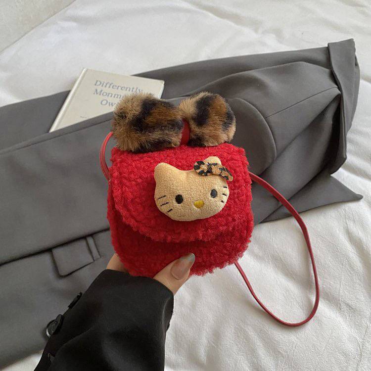Cute Cartoon Children's Bag New Year Lucky Money New Year Red Envelope Furry Girl Baby Accessories B