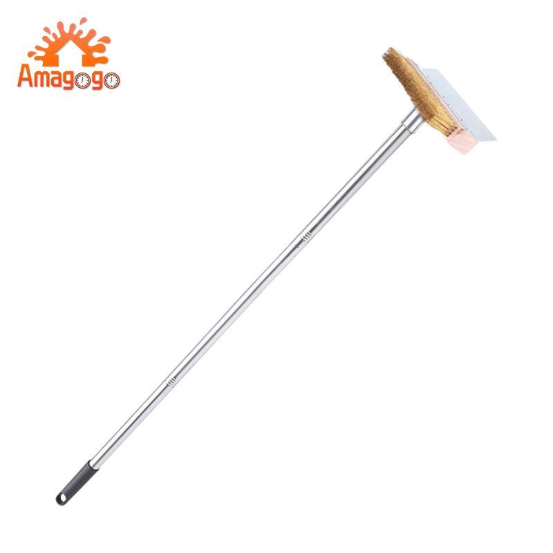 Bàn chải lò nướng bánh pizza chuyên nghiệp Amagogo Tay cầm bằng thép không gỉ dài Máy làm sạch thịt nướng dây đồng cho lò nướng và nướng bánh pizza ngoài trời